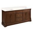 72" Claudia Dbl Vanity-Antique Coffee with Rect Undermount Sinks-Arctic White Quartz No Faucet Holes, , large image number 1
