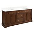 72" Claudia Dbl Vanity-Antique Coffee with Rect Undermount Sinks-Feathered White Quartz Single Hole, , large image number 0