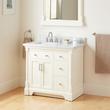 36" Claudia Vanity - White with Left Offset Rectangular Undermount Sink - Carrara Marble Widespread, , large image number 0