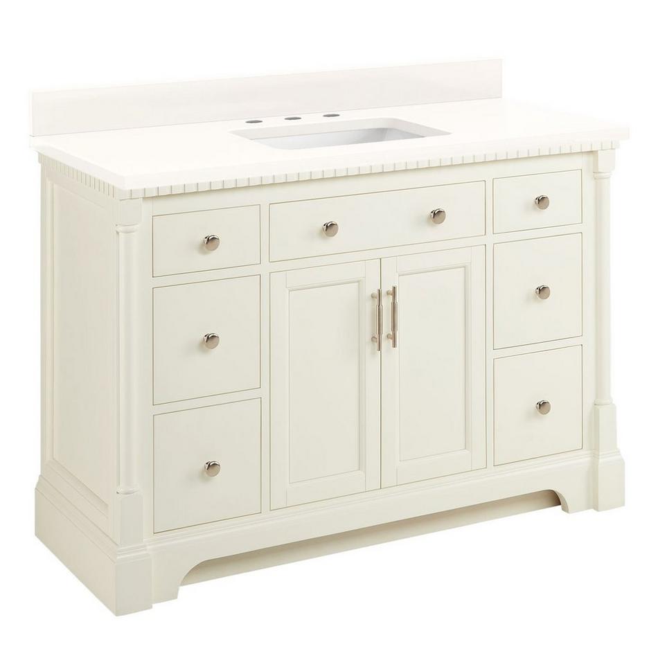 48" Claudia Vanity - White with Rectangular Undermount Sink - Arctic White Quartz Widespread, , large image number 0