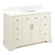 48" Claudia Vanity - White with Rectangular Undermount Sink - Feathered White Quartz Widespread, , large image number 0