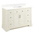48" Claudia Vanity - White with Rectangular Undermount Sink - Feathered White Quartz Single Hole, , large image number 0