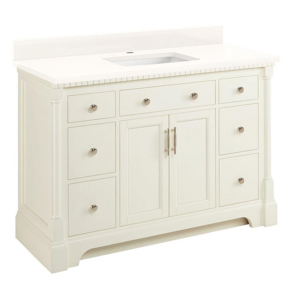 48" Claudia Vanity - White with Rectangular Undermount Sink - Arctic White Quartz Single Hole, , large image number 0
