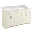 60" Claudia Double Vanity - White with Undermount Sinks - Carrara Marble Widespread, , large image number 1