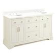 60" Claudia Double Vanity - White with Undermount Sinks - Feathered White Quartz Widespread, , large image number 0