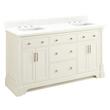 60" Claudia Double Vanity - White with Rect Undermount Sinks - Feathered White Quartz Widespread, , large image number 0