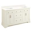 60" Claudia Double Vanity - White with Rect Undermount Sinks - Arctic White Quartz No Faucet Holes, , large image number 1