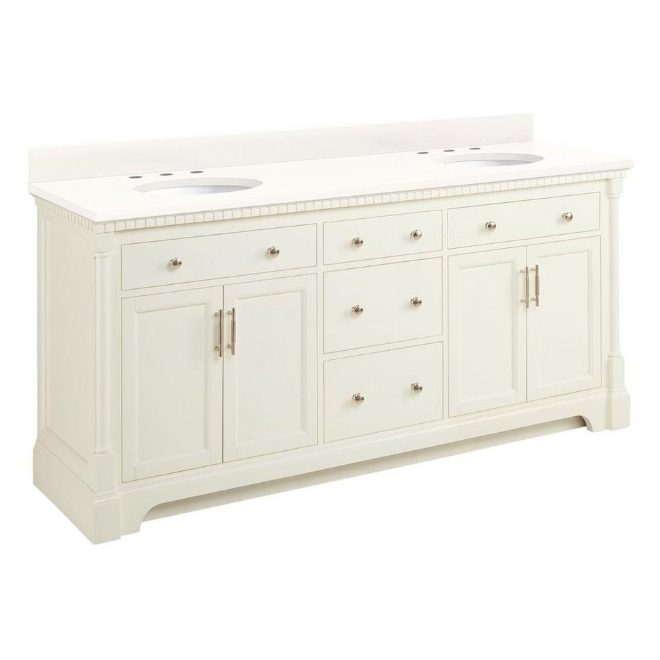 72" Claudia Double Vanity - White with Undermount Sinks - Arctic White Quartz Widespread, , large image number 0