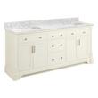 72" Claudia Double Vanity - White with Rectangular Undermount Sinks - Carrara Marble Widespread, , large image number 1