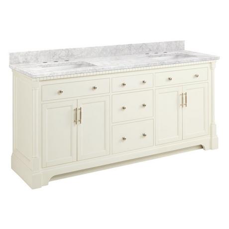 72" Claudia Double Vanity With Rectangular Undermount Sinks - White