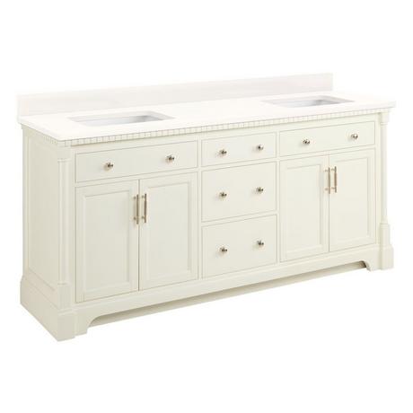 72" Claudia Double Vanity With Rectangular Undermount Sinks - White