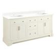 72" Claudia Double Vanity - White with Rect Undermount Sinks - Feathered White Quartz Single Hole, , large image number 0