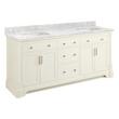 72" Claudia Double Vanity - White with Rectangular Undermount Sinks - Carrara Marble No Faucet Holes, , large image number 0