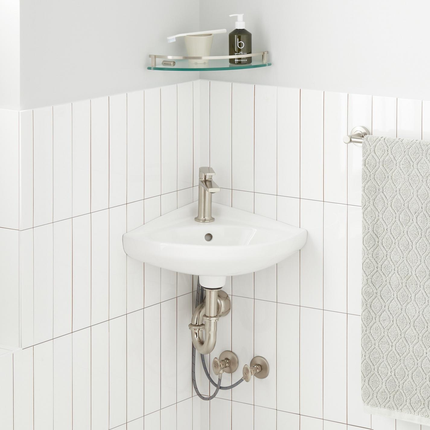 Point Roberts Porcelain Corner WallMount Sink Signature Hardware