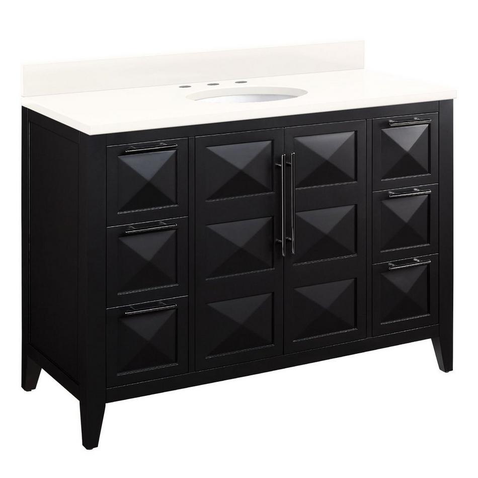 48" Holmesdale Vanity with Undermount Sink - Black - Arctic White Quartz Widespread, , large image number 0