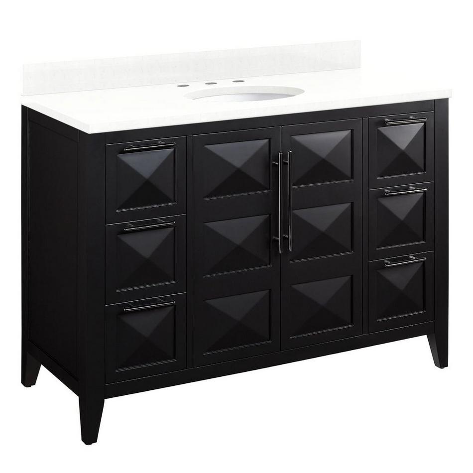48" Holmesdale Vanity with Undermount Sink - Black - Feathered White Quartz Widespread, , large image number 0