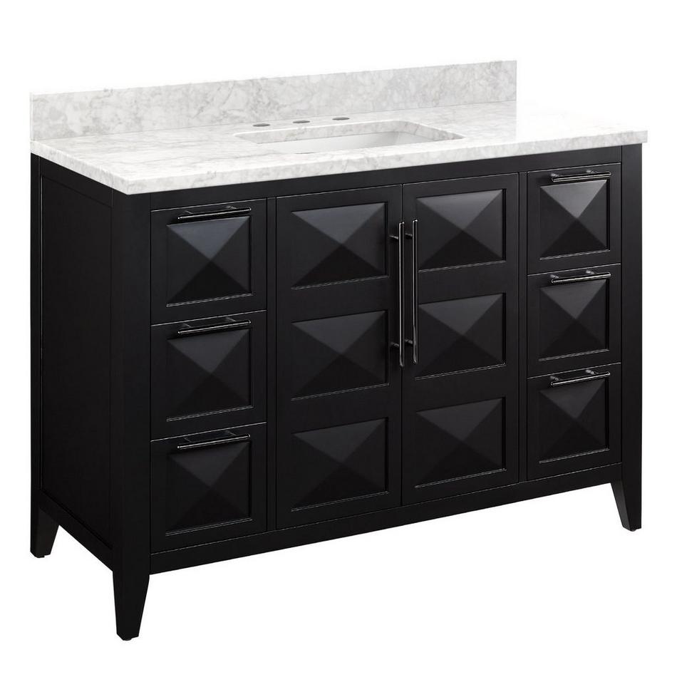48" Holmesdale Vanity with Rectangular Undermount Sink - Black - Carrara Marble Widespread, , large image number 0