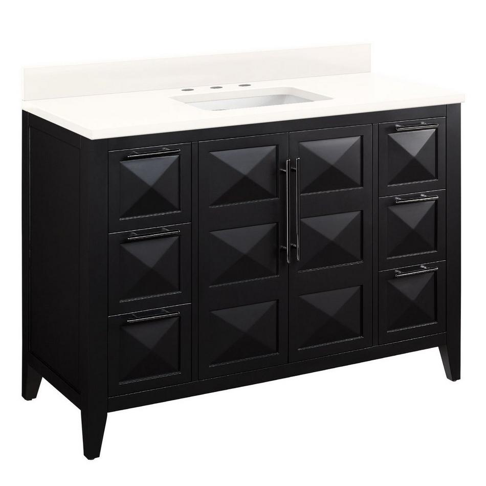 48" Holmesdale Vanity with Rectangular Undermount Sink - Black - Arctic White Quartz Widespread, , large image number 0