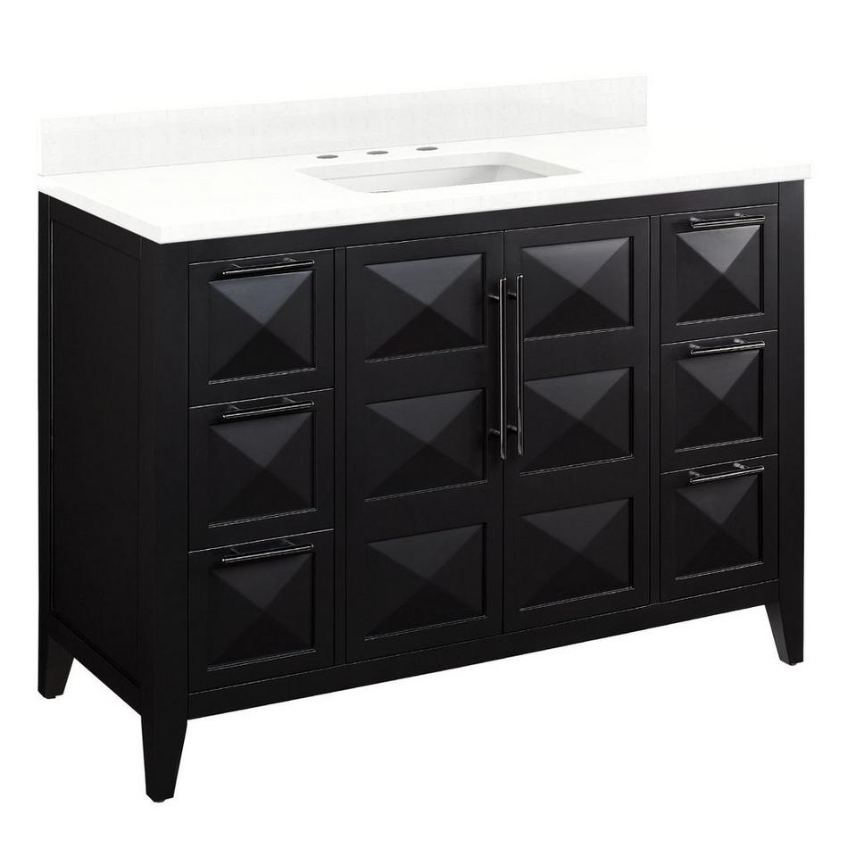 48" Holmesdale Vanity with Rectangular Undermount Sink - Black - Feathered White Quartz Widespread, , large image number 0