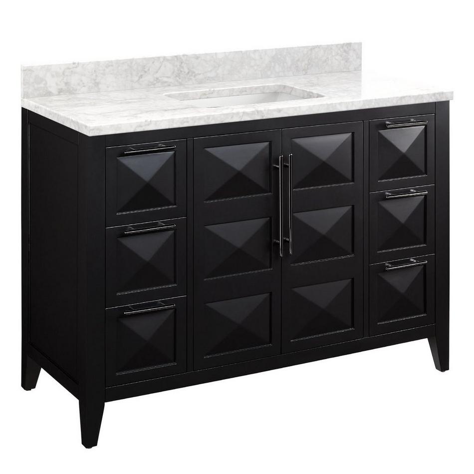 48" Holmesdale Vanity with Rectangular Undermount Sink - Black - Carrara Marble No Faucet Holes, , large image number 0