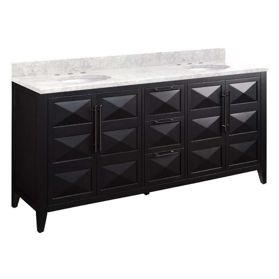 72" Holmesdale Vanity with Undermount Sinks - Black - Carrara Marble Widespread, , large image number 0