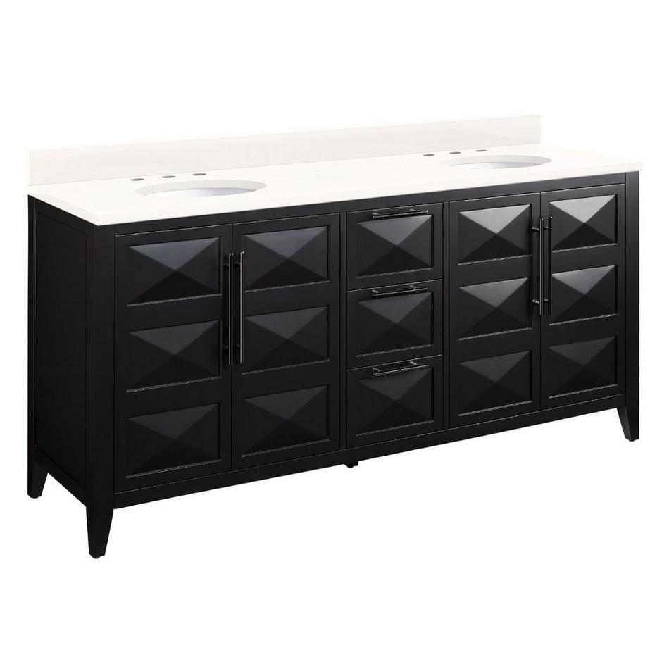 72" Holmesdale Vanity with Undermount Sinks - Black - Arctic White Quartz Widespread, , large image number 0