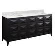 72" Holmesdale Vanity with Rectangular Undermount Sinks - Black - Carrara Marble Single Hole, , large image number 0