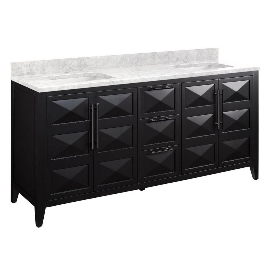 72" Holmesdale Vanity with Rectangular Undermount Sinks - Black - Carrara Marble Single Hole, , large image number 0