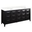 72" Holmesdale Vanity with Rectangular Undermount Sinks - Black - Feathered White Quartz Single Hole, , large image number 0