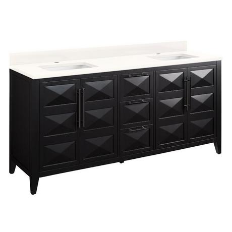 72" Holmesdale Vanity with Rectangular Undermount Sinks - Black