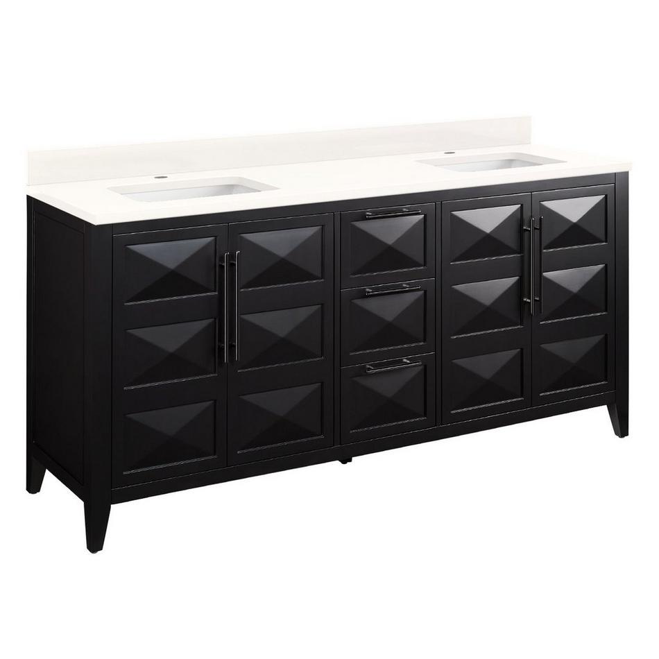 72" Holmesdale Vanity with Rectangular Undermount Sinks - Black - Arctic White Quartz Single Hole, , large image number 0