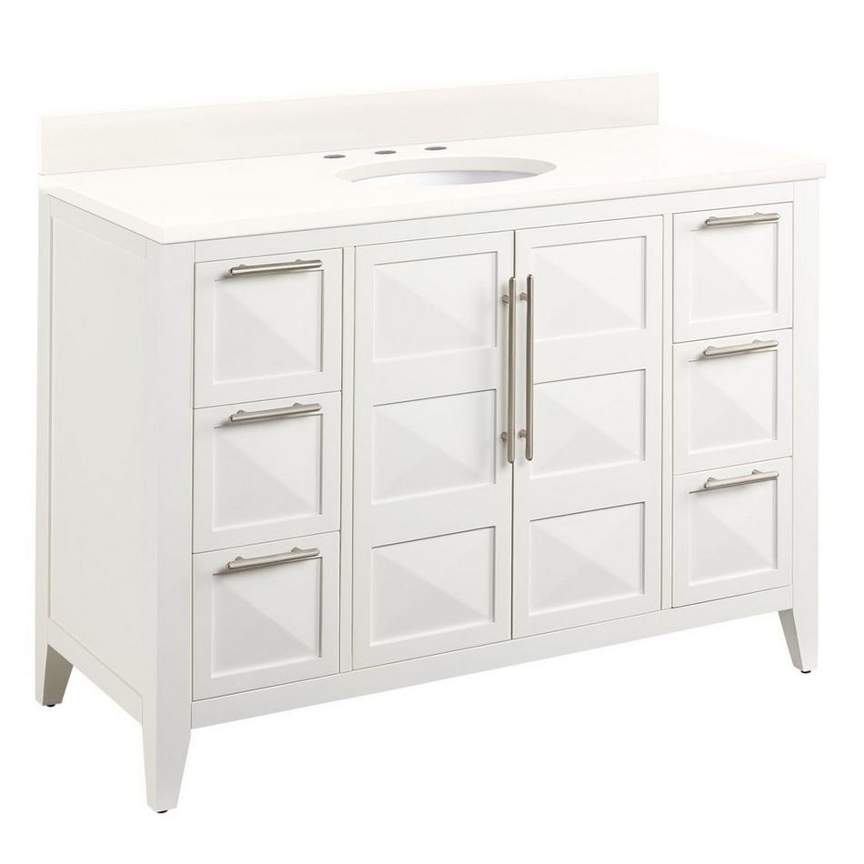 48" Holmesdale Vanity with Undermount Sink - Bright White - Arctic White Quartz Widespread, , large image number 0