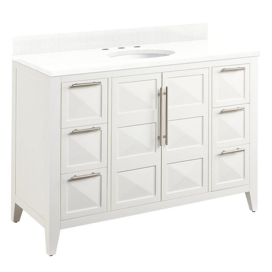 48" Holmesdale Vanity with Undermount Sink - Bright White - Feathered White Quartz Widespread, , large image number 0