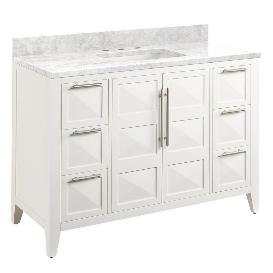 48" Holmesdale Vanity with Rectangular Undermount Sink - Bright White - Carrara Marble Widespread, , large image number 0
