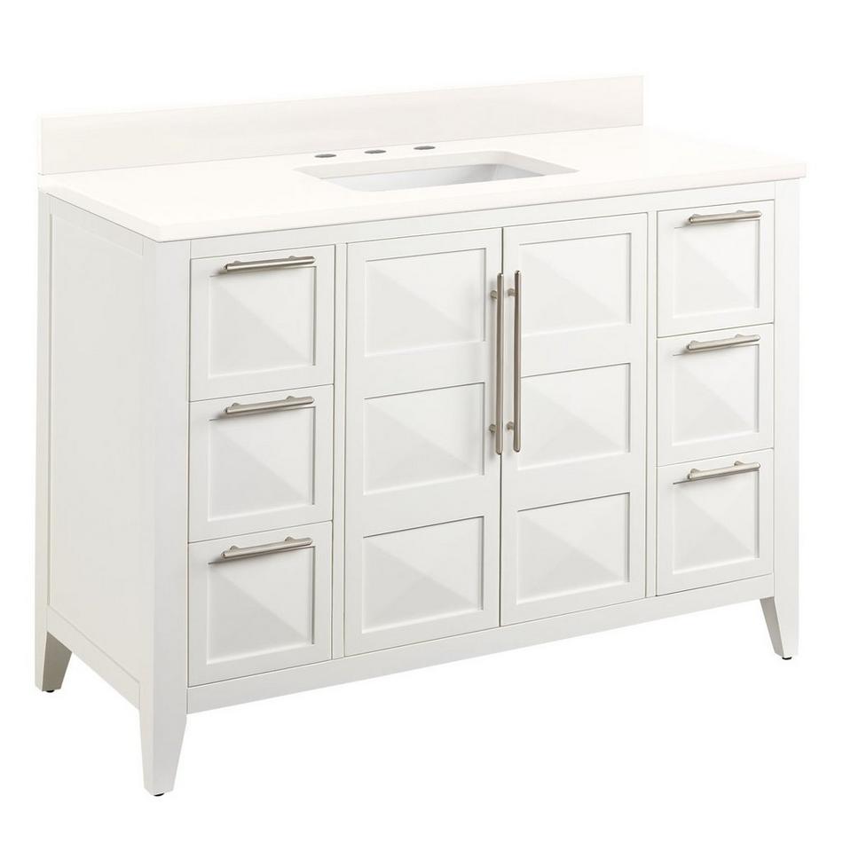 48" Holmesdale Vanity with Rect Undermount Sink - Bright White - Arctic White Quartz Widespread, , large image number 0