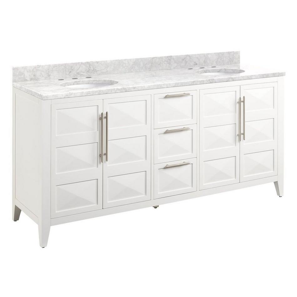 72" Holmesdale Vanity with Undermount Sinks - Bright White - Carrara Marble Widespread, , large image number 0