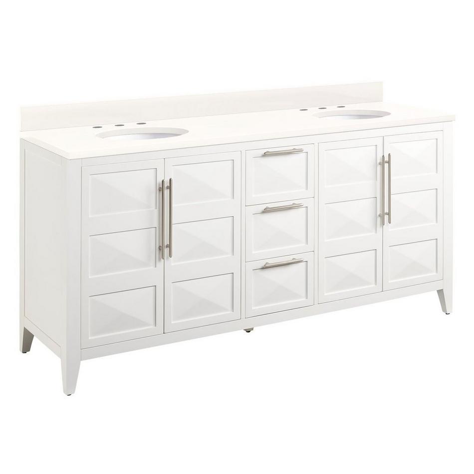 72" Holmesdale Vanity with Undermount Sinks - Bright White - Arctic White Quartz Widespread, , large image number 0