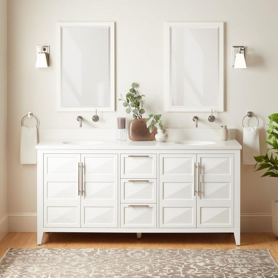 72" Holmesdale Vanity with Undermount Sinks - Bright White, , large image number 1