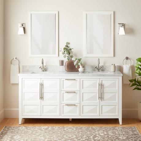72" Holmesdale Vanity with Rectangular Undermount Sinks - Bright White