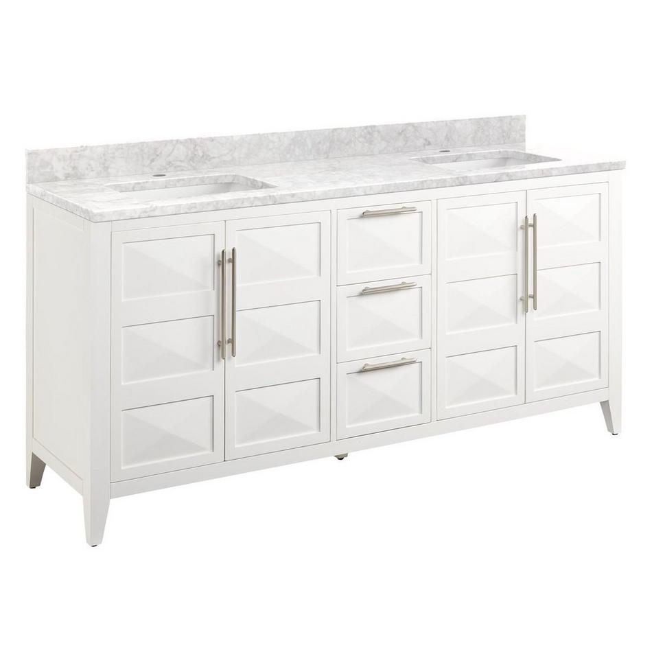 72" Holmesdale Vanity with Rectangular Undermount Sinks - Bright White - Carrara Marble Single Hole, , large image number 0