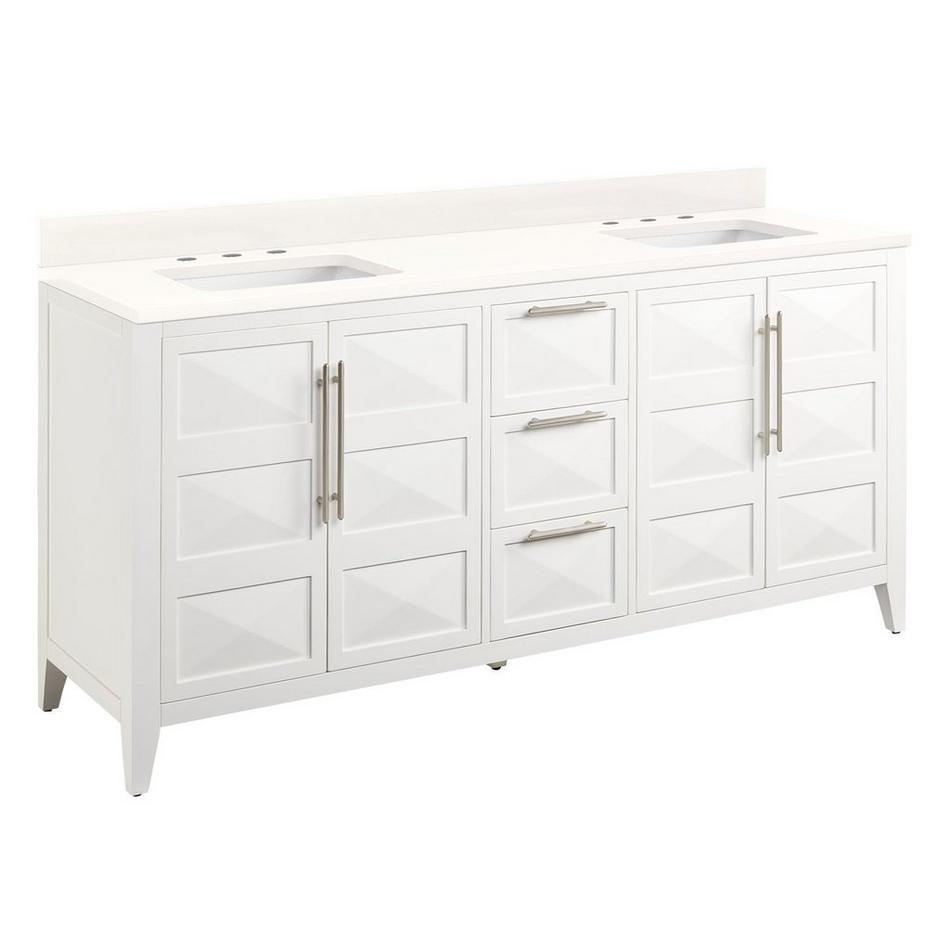 72" Holmesdale Vanity with Rect Undermount Sinks - Bright White - Arctic White Quartz Widespread, , large image number 0