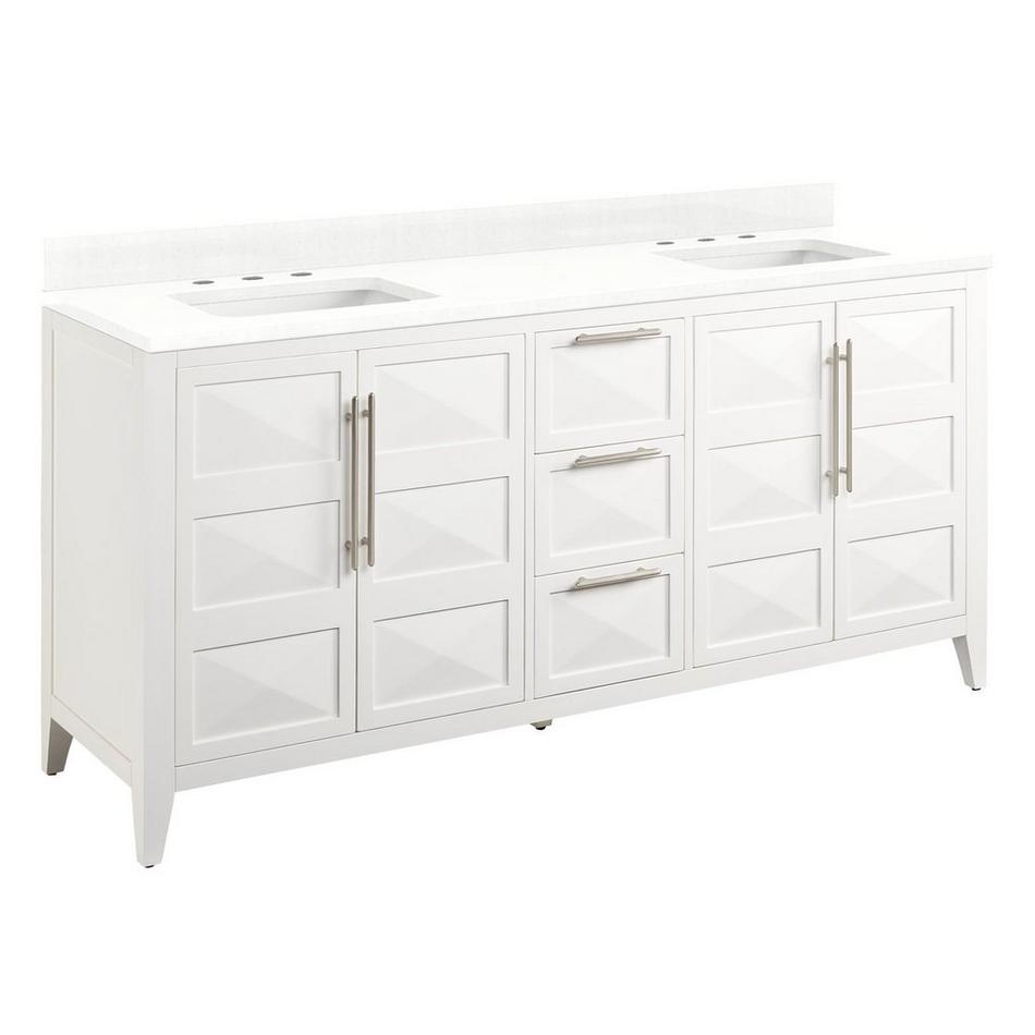 72" Holmesdale Vanity with Rect Undermount Sinks - Bright White - Feathered White Quartz Widespread, , large image number 0