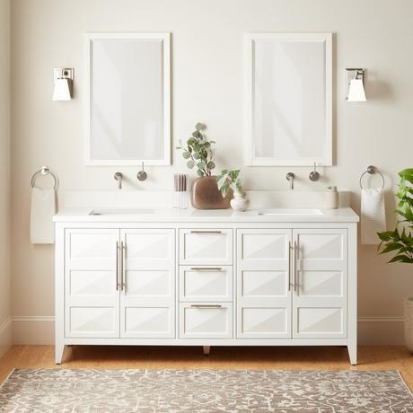 72" Holmesdale Vanity with Rectangular Undermount Sinks - Bright White