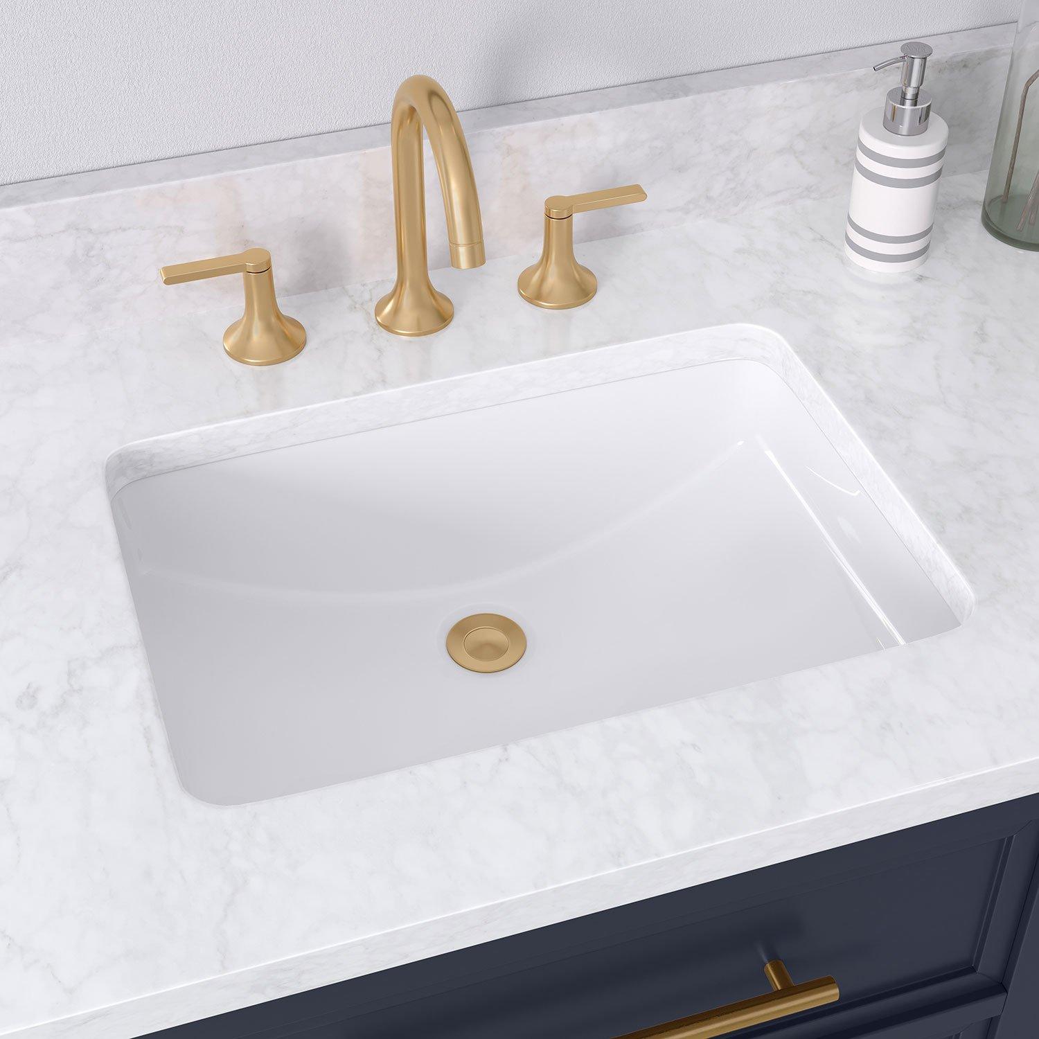 Destin Narrow Rectangular Undermount Bathroom Sink - White | Signature ...