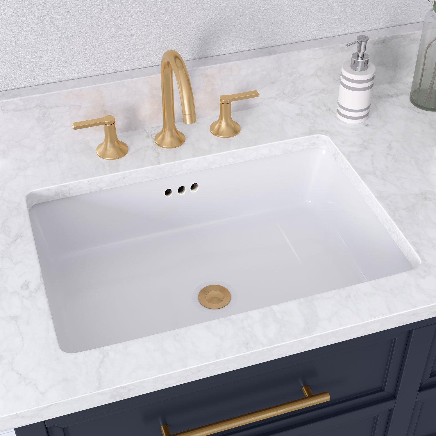 Destin White Square Porcelain Undermount Bathroom Sink