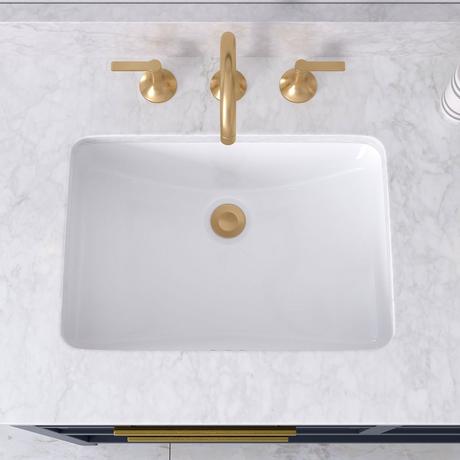 Destin Narrow Rectangular Undermount Bathroom Sink - White