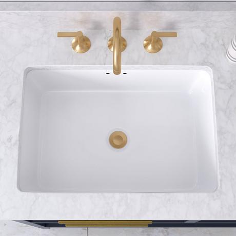 Destin Narrow Rectangular Undermount Bathroom Sink - White