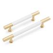 5-1/16" Simbury Enamel & Brass Cabinet Pull - Matte White/Satin Brass, , large image number 1