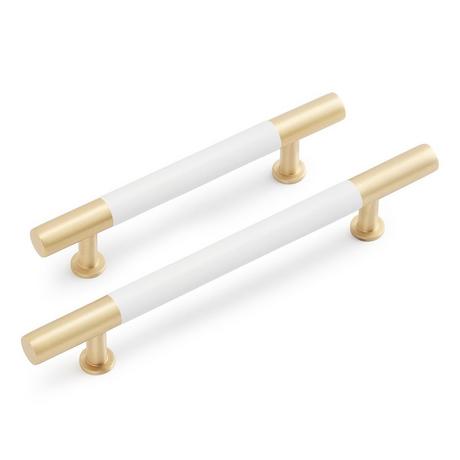 Simbury Enamel & Brass Cabinet Pull - Matte White/Satin Brass