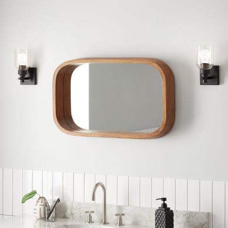 Acrewood Oval Wood Vanity Mirror - Natural Mango Wood